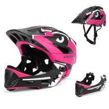 (rose red) Kids Detachable Full Face Helmet Children Sports Safety Helmet For Roller Skating