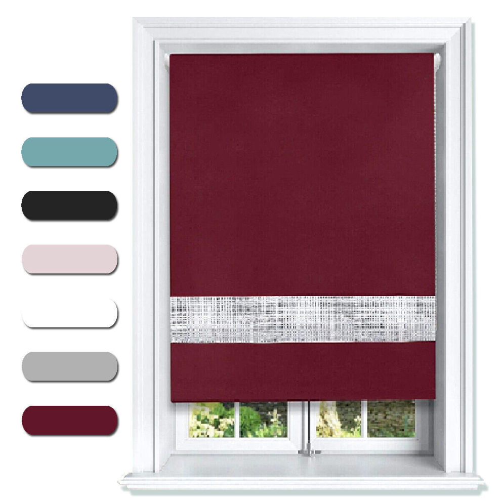 (150 cm Width x 165 cm Drop, Aubergine) Lister Cartwright Diamante Blackout Roller Blinds For Windows