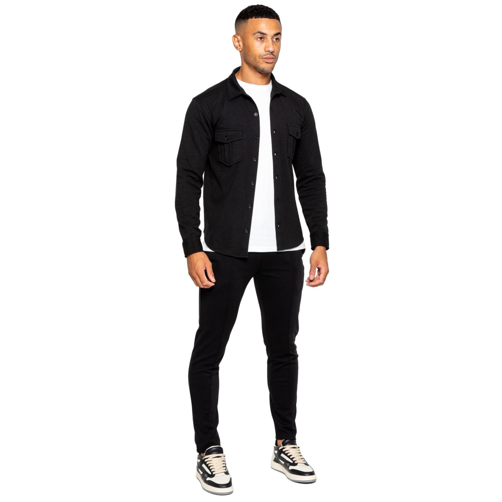 (2XL, Black) Enzo Mens Overshirt Tracksuit Set