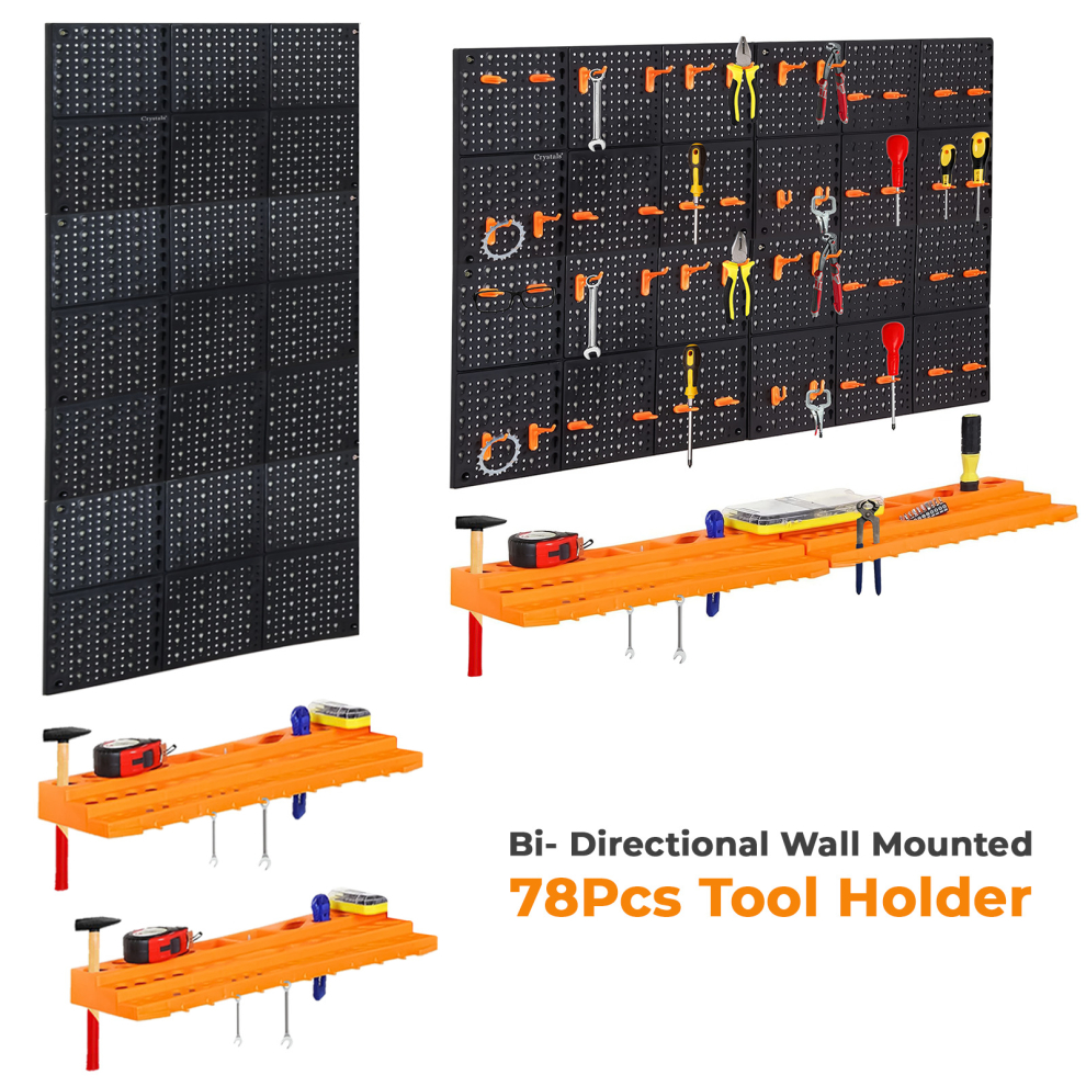 78 Pcs Wall Mountable Tool Equipment Holding Pegboard Home Diy Garage Organiser 5068649823683