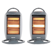 Geepas Halogen Heater Pack of 2 with Thermostat Control, 3-Setting (400W/800W/1200W), Oscillation, Tip-Over Safety - COHH28545UK-2