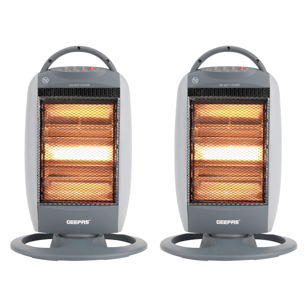 Geepas Halogen Heater Pack Of 2 With Thermostat Control, 3-Setting (400W/800W/1200W), Oscillation, Tip-Over Safety - Cohh28545uk-2