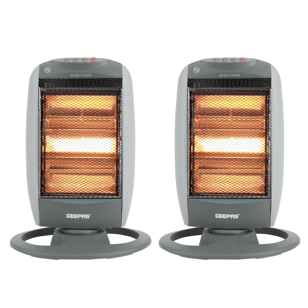 Geepas 1200W Halogen Heater Pack Of 2 | 400/800/1200W Heat Settings