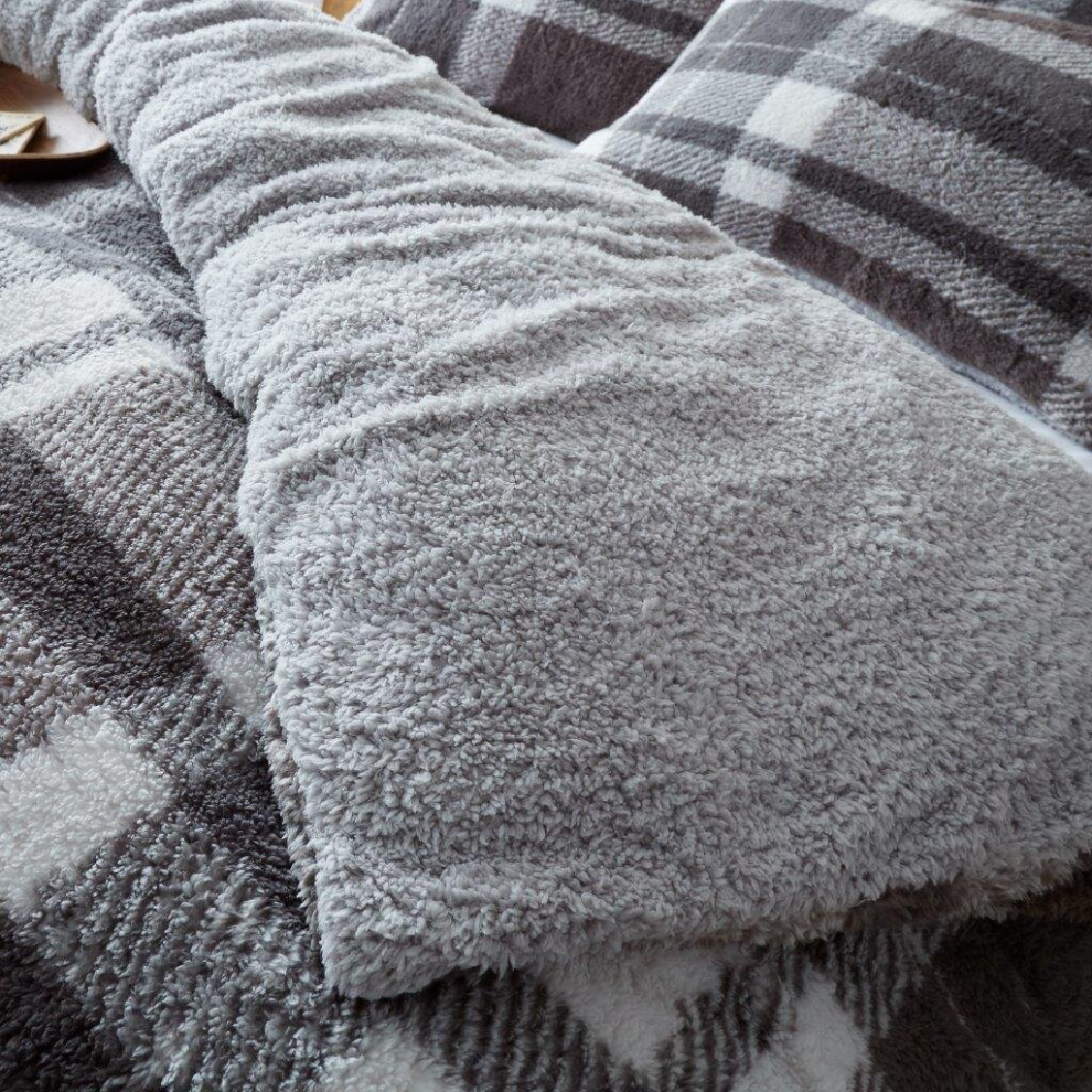 (Single, Windsor Grey) Teddy Bear Windsor Warm Sherpa Fleece Duvet Cover