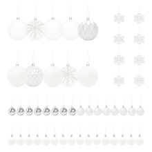 (White) The Christmas Workshop Set of 50 Shatterproof Textured Baubles / Various Colours