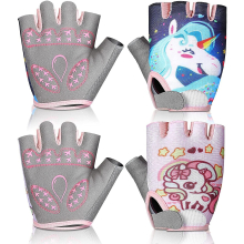 2 Pairs Kids Bike Gloves Sport Gloves, Kids Unicorn Half Finger Gloves, Kids Boys Girls Cycling Gloves, Kids Fishing Gloves For Cycling Camping Fishin