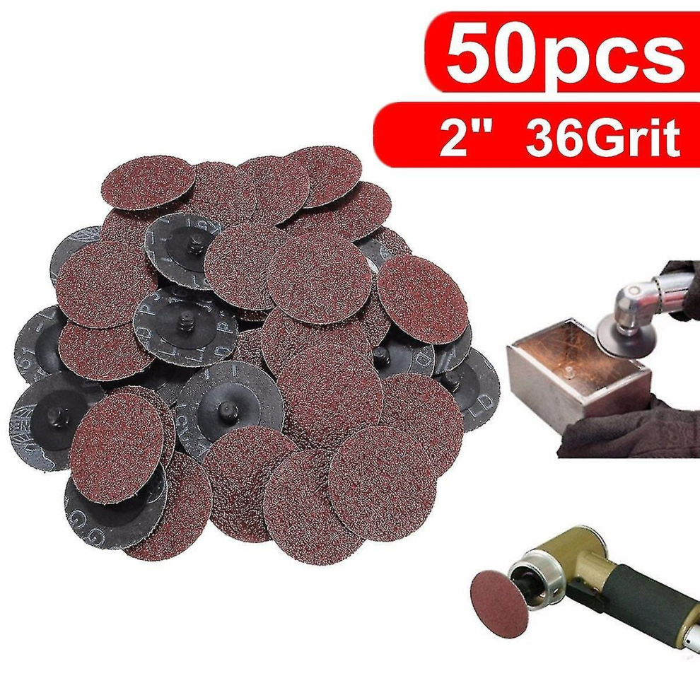50Pcs 36 Grit 2' Roll Lock Sandpaper Sanding Discs Type R Roloc Sander Abrasive 9317312108586