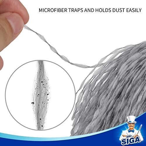 MR.SIGA Microfiber Delicate Duster, Comfortable Non slip Handle, Detachable Washable Duster Head, Grey & Black 2