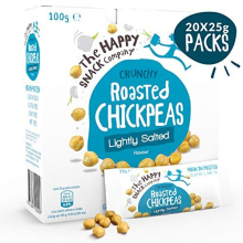 The Happy Snack Company Roasted Chickpeas Lightly Salted - Pack of 20 x 25g, Deliciously Healthy Snacks, High Plant Based Protein & Fibre. Low Fat,