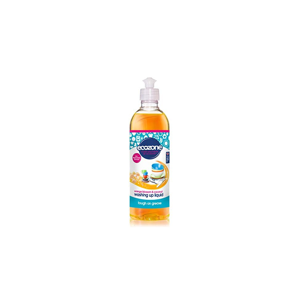 Ecozone Orange & Blossom Coconut Washing Up Liquid, Tough on Grease, Gentle Dish Washing Formula made with Natural Plant-Based Ingredients, Vegan