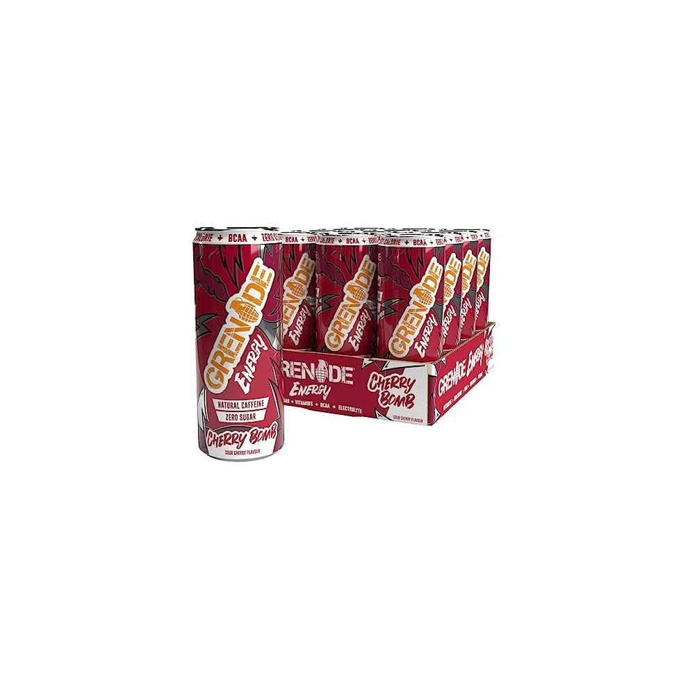 Sugar Free Energy Drink - Cherry Bomb, 330 Ml (Pack Of 12) Grenade