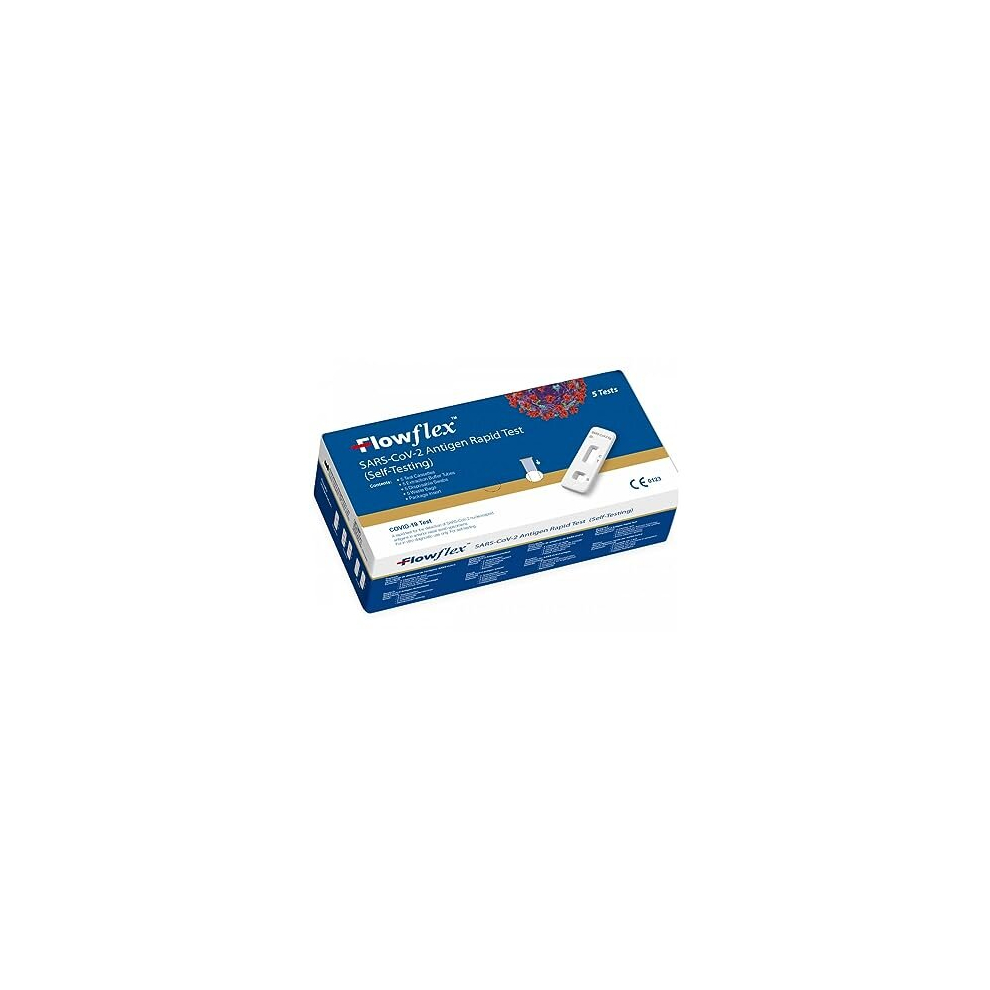 Flowflex One Step Lateral Flow Test Kit | 5 tests | One Step Test for Sars-CoV-2 Antigen |Covid-19 Self Testing Rapid Test | Not For Travel |