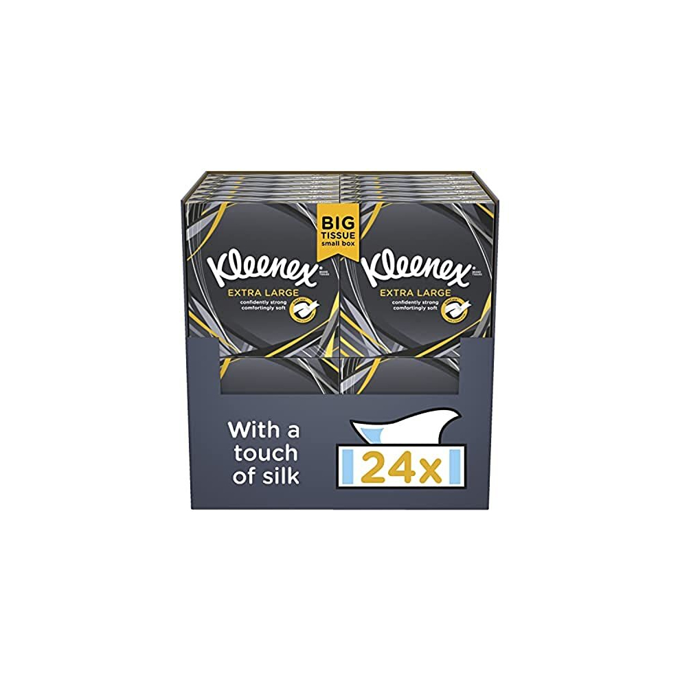 Kleenex Extra Large Facial Tissues, 100% Recyclable Packaging, 24 Compact Tissue Boxes, 1056 Tissues (24 Boxes)