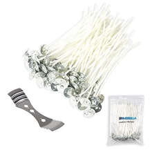 TheAmbrella Candle Wicks for Making Candles 100Pcs - 10cm Long Pre-Waxed Wicks with Metal Tabs & 3-Hole Wick Holder - Low Smoke & Longer Burning Time
