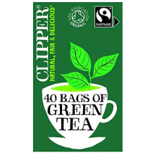 Clipper Organic Pure Green Tea Bags (40) - Fairtrade, Unbleached, Compostable - Eco-conscious Tea for Home & Office - 700810