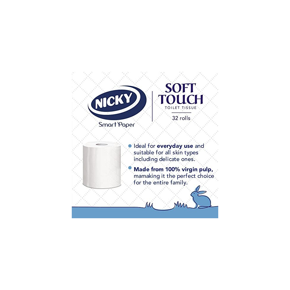 Nicky Soft Touch Toilet Tissue |Extra Value Pack ? 32 Rolls of Extra ...