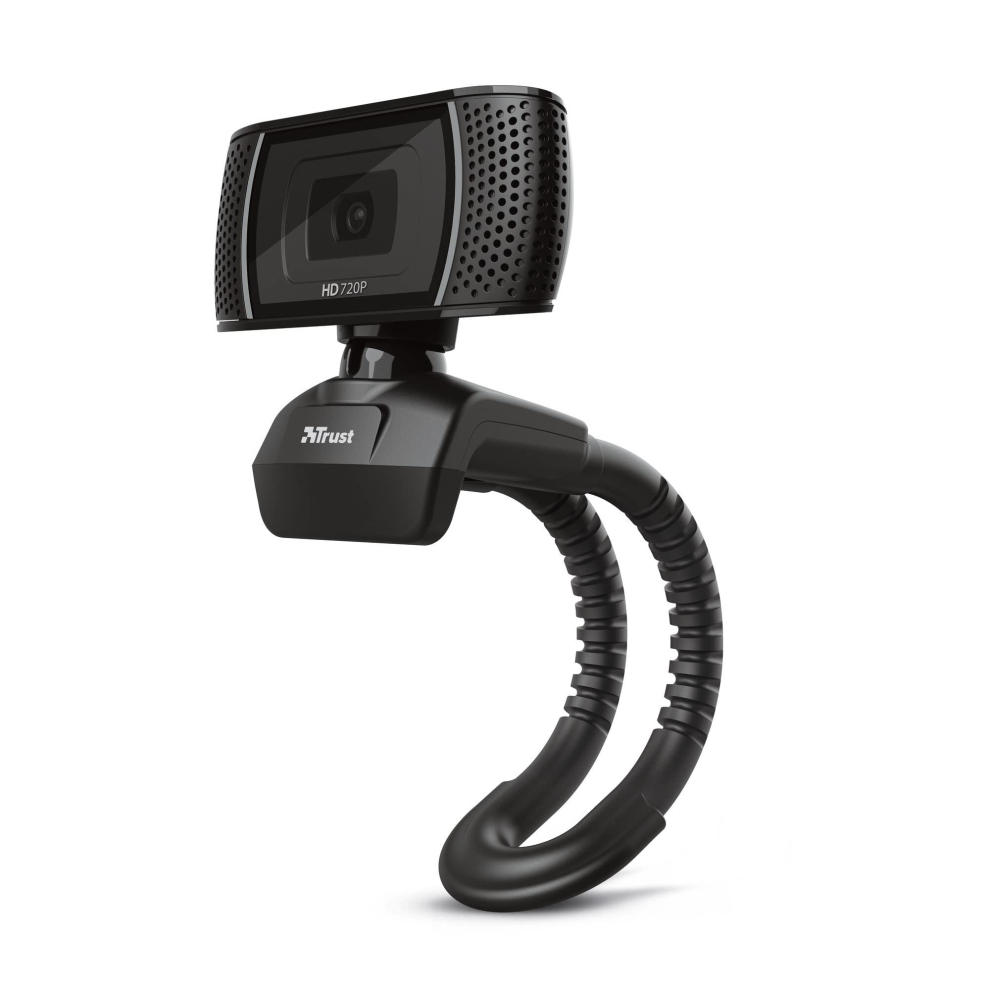 Trust Trino HD Webcam with Microphone, 1280x720, 30 FPS, Universal Stand, USB, Web Camera with Photo Button for Streaming, Video Calling, Skype,