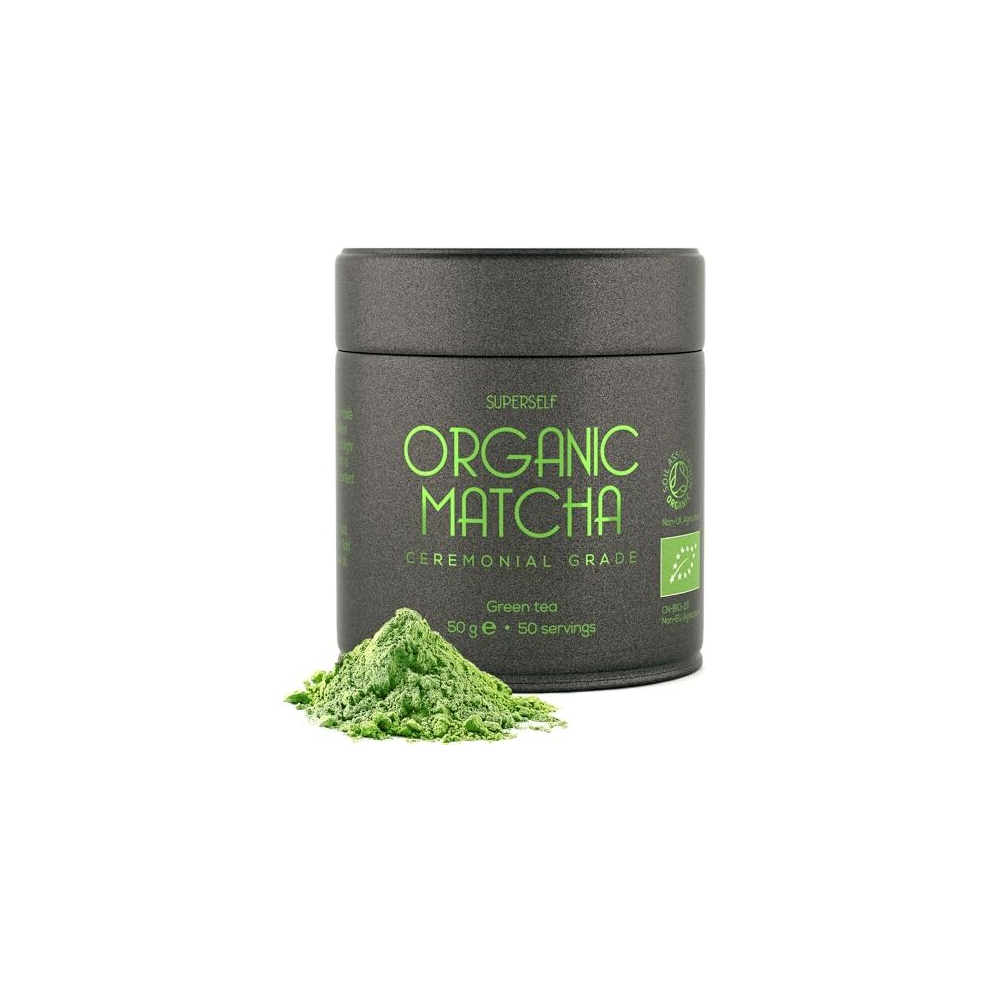 Organic Matcha Tea Powder - Ceremonial Grade - 50G (50 Servings) Gift Tin - Premium Matcha Tea Powder - Certified Organic By The Soil Green