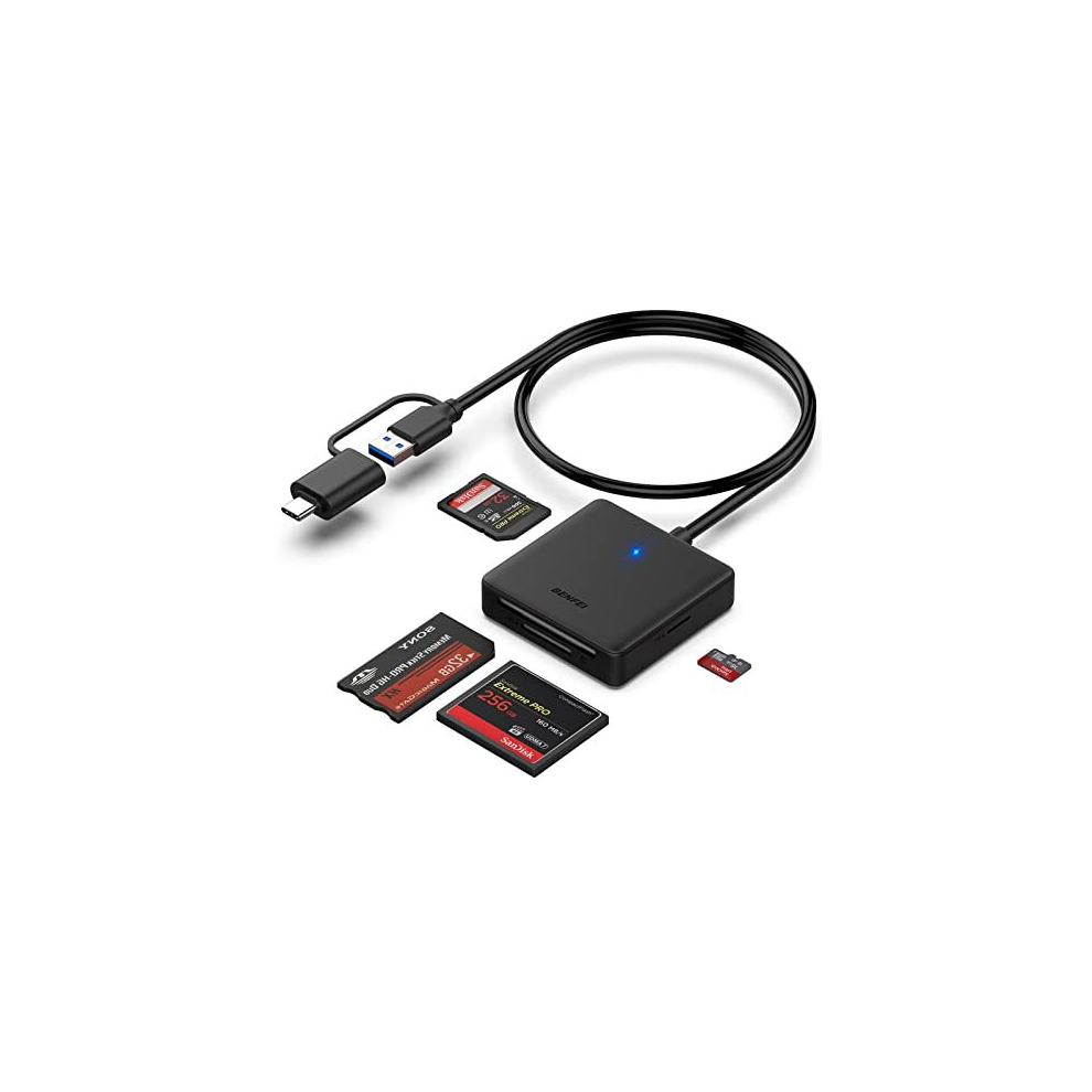 Memory Card Reader, BENFEI 4in1 USB USB-C to SD Micro SD MS CF Card Reader Adapter