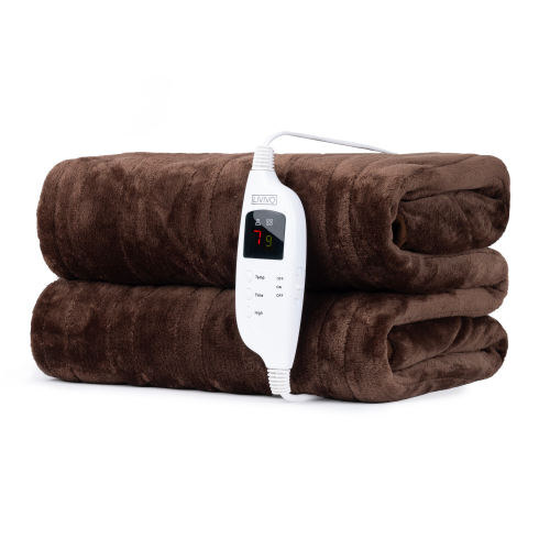 (Chocolate Brown) LIVIVO Heated Cosy Electric Blanket