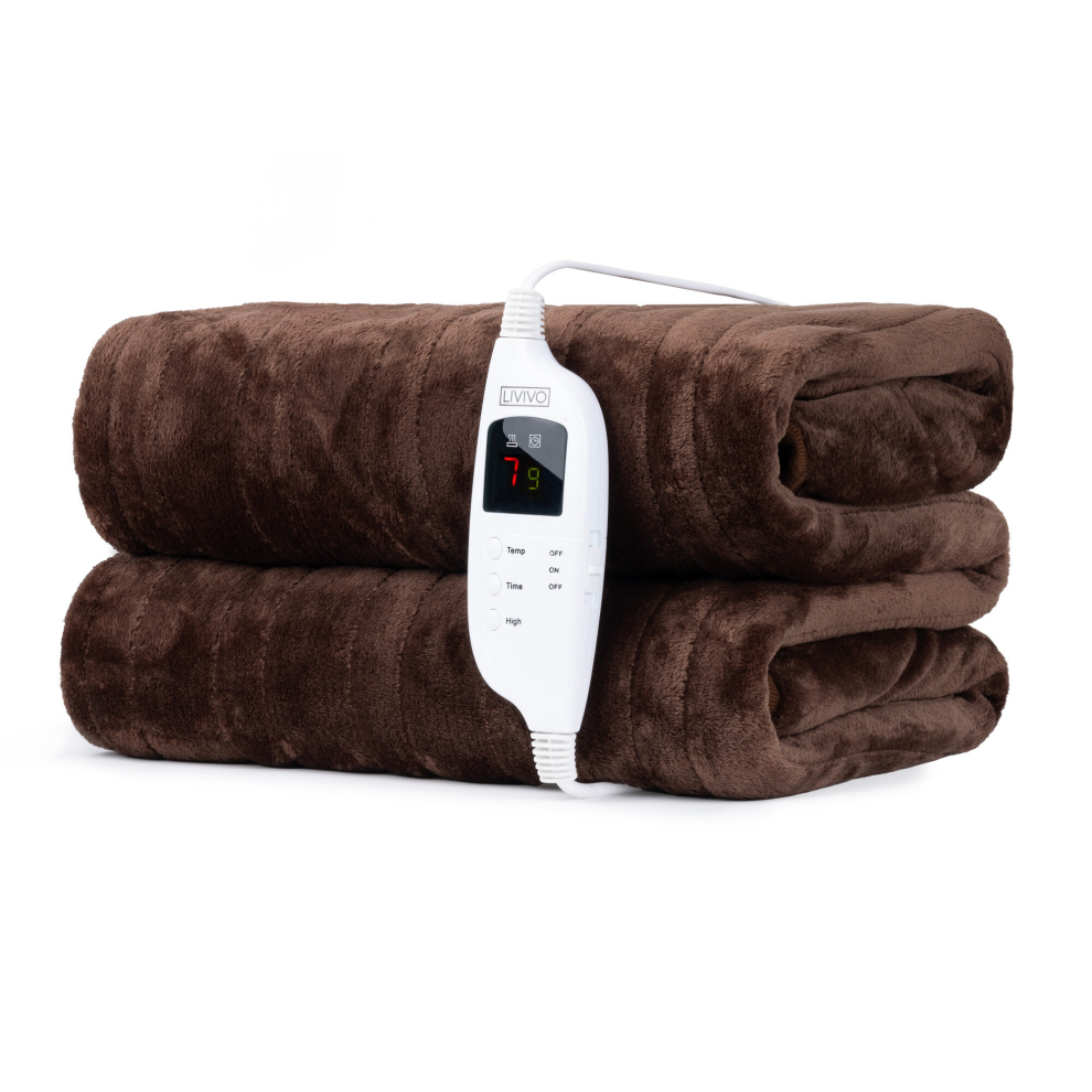 Livivo (Chocolate Brown) Heated Cosy Electric Blanket