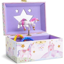 Jewelkeeper Unicorn Music Jewelry Box, Birthday Gifts for Girls - Small Kids Musical Box Storage with Pullout Drawer - Little Girls Glitter Rainbow
