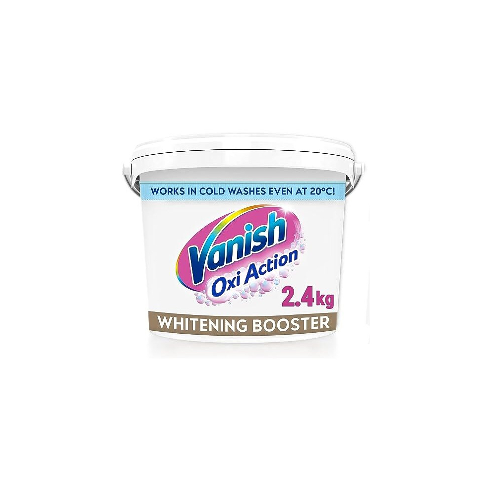 Vanish Gold Oxi Action Laundry Booster and Stain Remover Powder for Whites 2.4kg, Removes Tough Stains Even at 20?, For Whiter Whites, Safe on