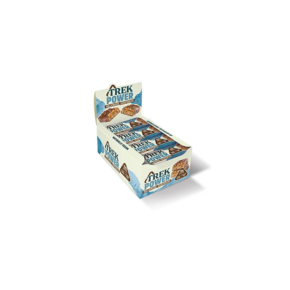 TREK Protein Power Bar Millionaire Shortbread - Plant Based - Gluten Free - Vegan Snack - 55g x 16 bars