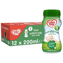 Cow & Gate 1 First Infant Baby Milk Ready to Use Liquid Formula, from Birth, 200ml (Pack of 12)