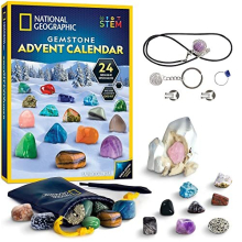 NATIONAL GEOGRAPHIC Gemstone Advent Calendar - Advent Calendar for Kids with 24 Gemstones to Open Each Day, a Complete Rock Collection Christmas