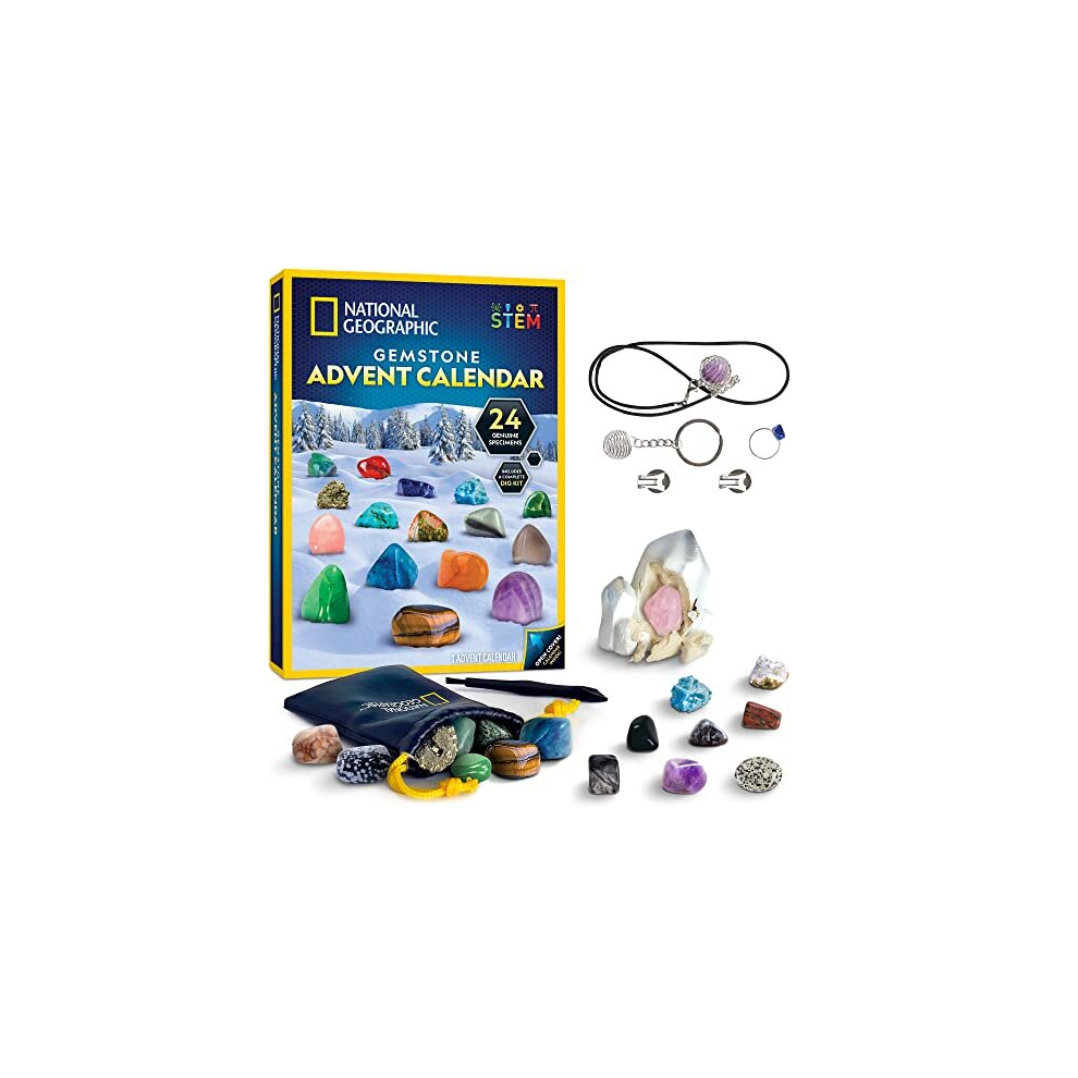 National Geographic Gemstone Advent Calendar - Advent Calendar For Kids With 24 Gemstones To Open Each Day, A Complete Rock Collection Christmas