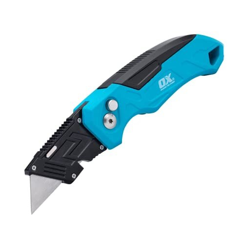 OX OX TOOLS P224301 Pro Heavy Duty Fixed Blade Folding Knife, Blue / Black