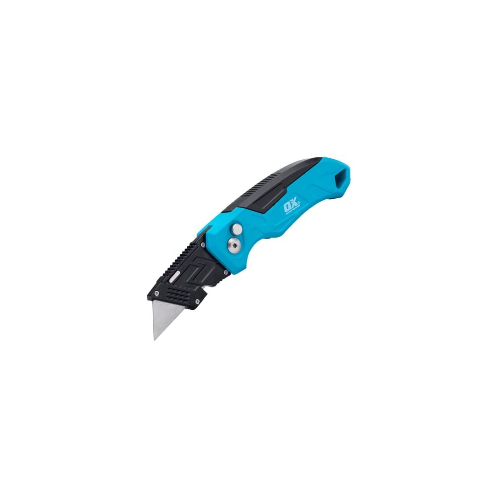 OX TOOLS P224301 Pro Heavy Duty Fixed Blade Folding Knife, Blue / Black