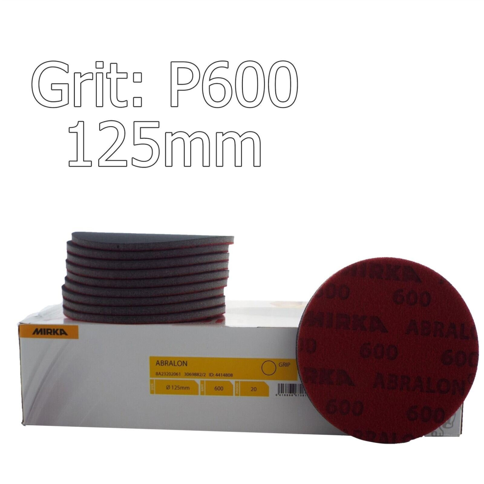 Mirka Abralon 125Mm P600 Grit 20X Hooknloop Foam Fine Finishing Discs Pad. 5290753355426