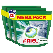 Ariel All-in-1 PODS Washing Liquid Laundry Detergent Tablets / Capsules, 135 Washes (45 x 3), Original, Brilliant Cleaning Even In A Cold Wash