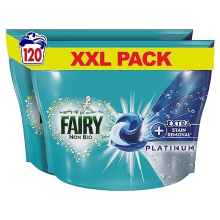 Fairy Non Bio Platinum Pods Washing Capsules - Extra Stain Removal, 120 Washes (60x2) - Skin-Safe & No.1 for Sensitive Skin (Code 81753716)