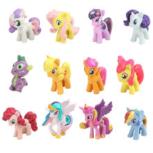 12 Pcs/set Cute Pony Action Figures Rainbow Horse Unicorn Little Horse Figures