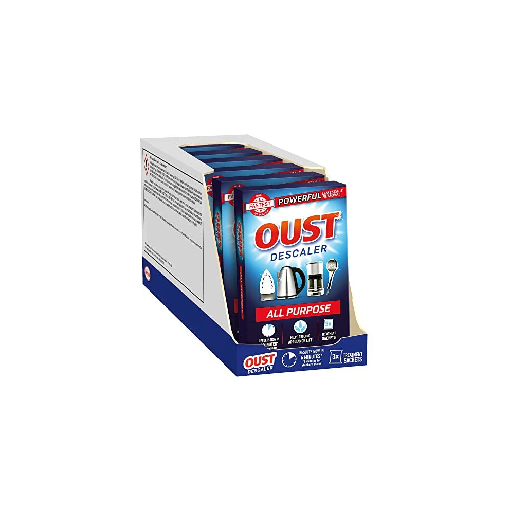 Oust Powerful All Purpose Descaler, Limescale Remover ? Ideal for Kettles, Coffee Machines, Irons and Shower Heads, 3 Sachets x 6 (18 Sachets Total)