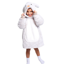 (Bunny) Kids Hooded Blanket Cuddle Animal Hoodie Age 3-6