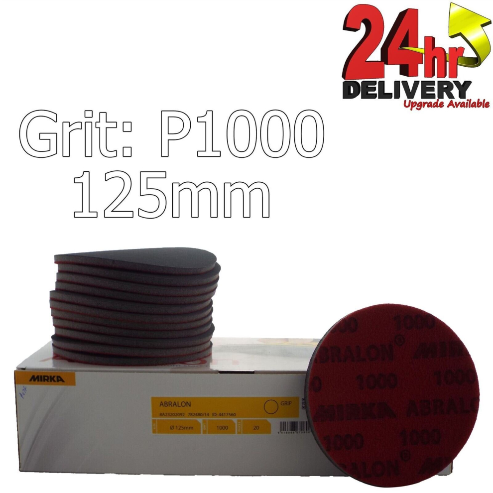 Mirka Abralon 125Mm P1000 Grit 20X Hooknloop Foam Fine Finishing Discs Pad 5290753355433