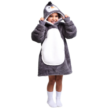 (Penguin) Kids Hooded Blanket Cuddle Animal Hoodie Age 3-6