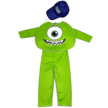 (S) Funny Mike Wazowski Halloween Purim Costume Children"s Jumpsuit Monster University 3pcs 1set