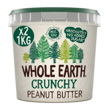 Whole Earth Crunchy Peanut Butter 2 x 1kg, Original Nut Spread Made with All Natural Ingredients, No Added Sugar, Gluten Free, Vegetarian & Vegan