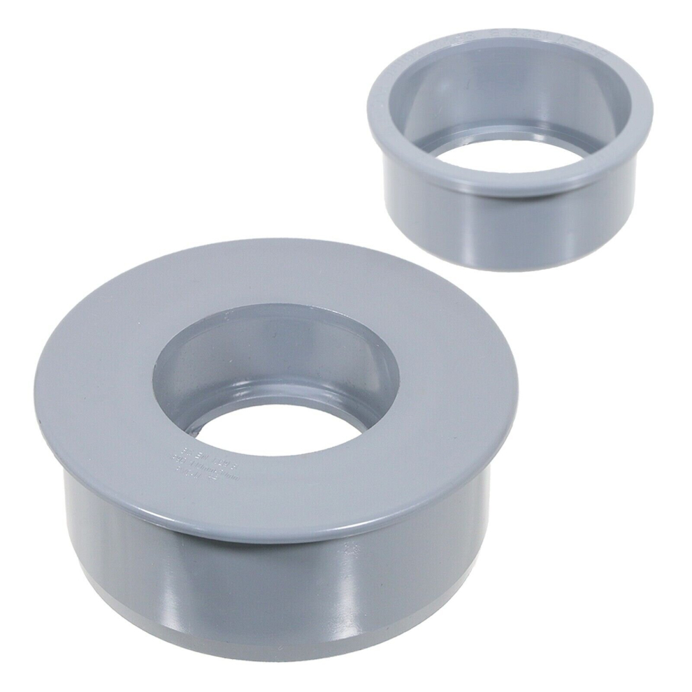 B&Q - 110mm Soil Pipe Reducer + 50mm Boss Adaptor Solvent Weld Waste Push Fit Seal Kit (Grey) - Image 2