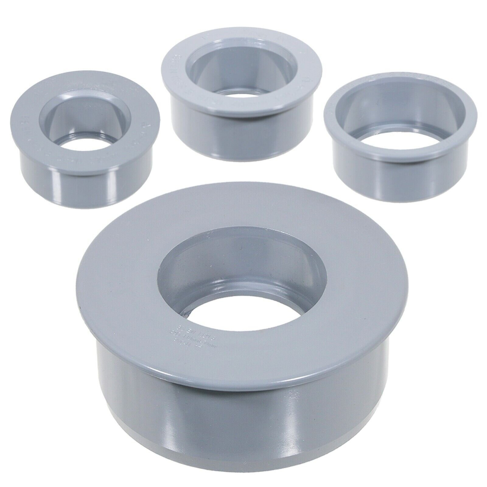 110mm Soil Pipe Reducer + 32mm 40mm 50mm Boss Adaptor Solvent Push Fit Kit (Grey)