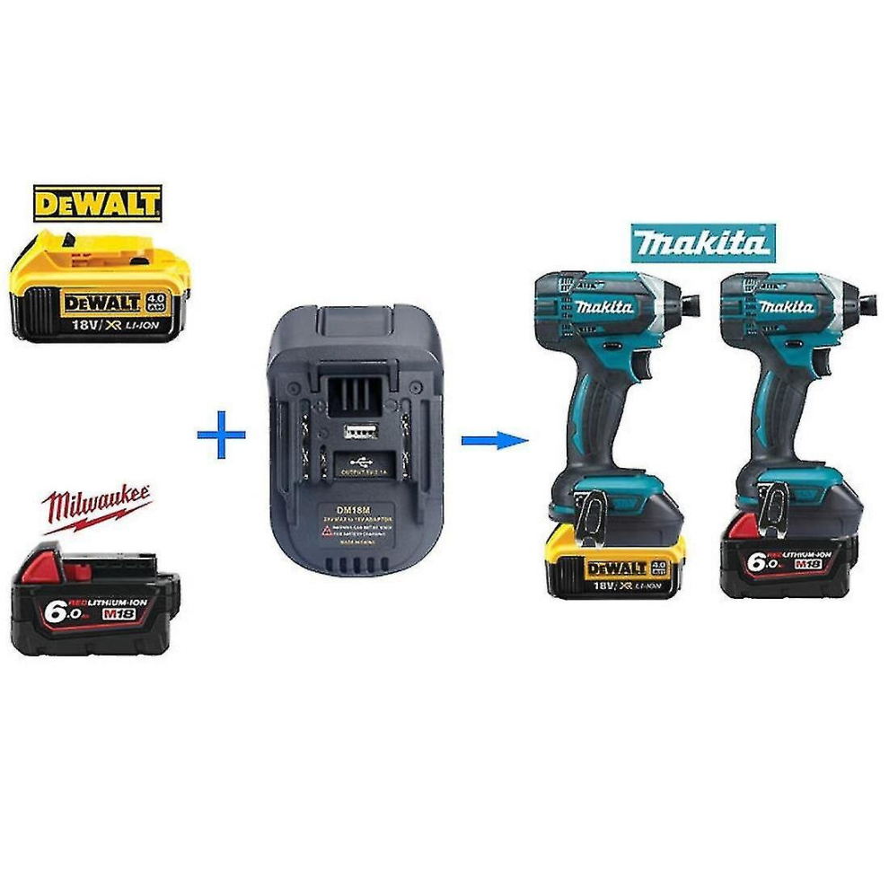Dewalt Dcb Milwaukee M18 18V/20V Lithium Battery Converter Adapter To Makita 18V Bl18 Series Lithium Batteries Power Tools 9379873142393