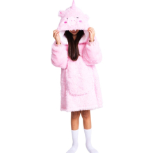 (Unicorn) Kids Hooded Blanket Cuddle Animal Hoodie Age 7-12