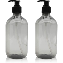 2 Pieces 500ml Soap Dispenser, Plastic Empty Squeeze Pump Bottles, Refillable For Essential Oils, Lotions, Shampoo, Conditioner (gray)