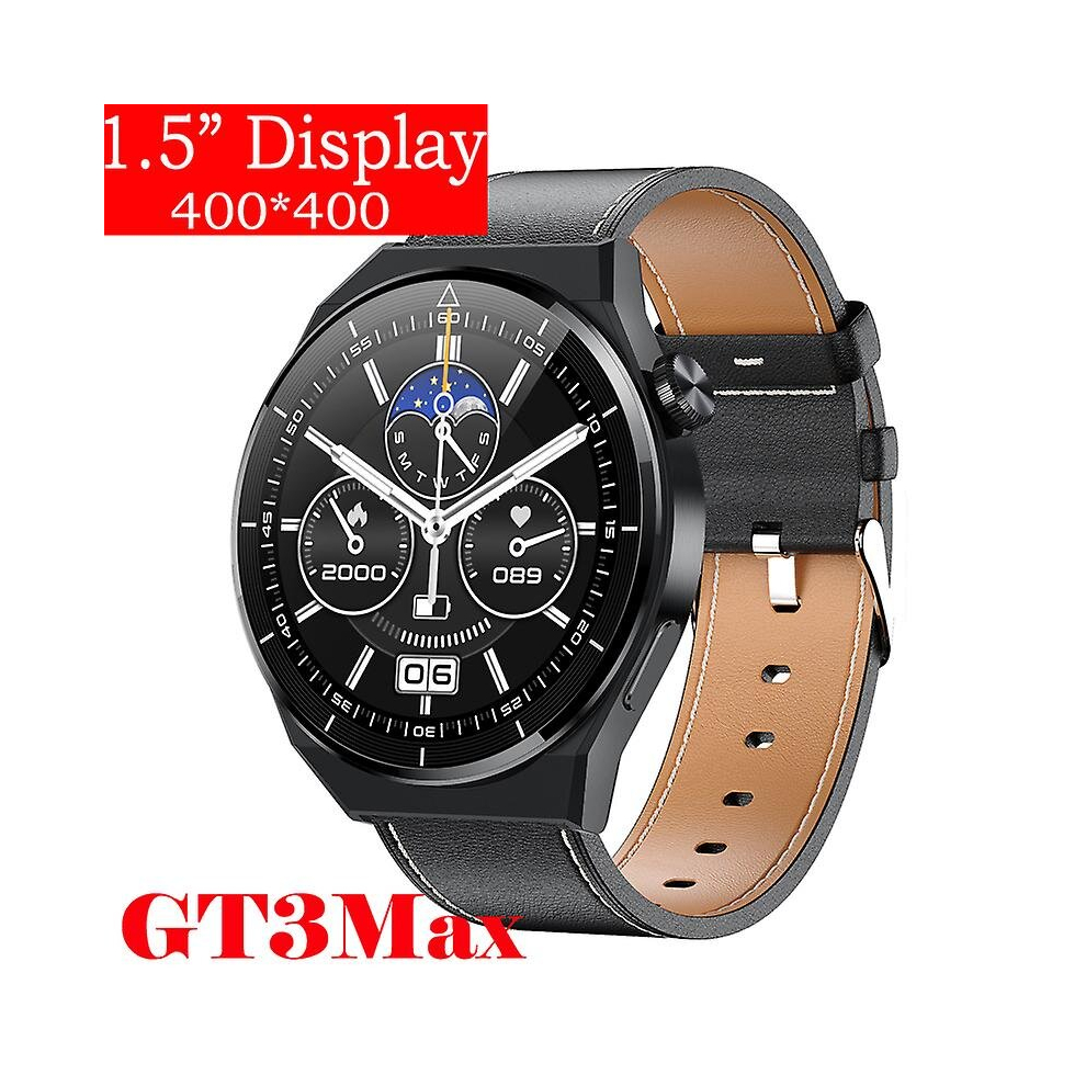 ( Leather, Smart Watch) For Huawei Watch Gt3 Smart Watch Men Android Bluetooth Call Ip68 Waterproof Blood Pressure Fitness Tracker Smartwatch 202 Black 9379873146278
