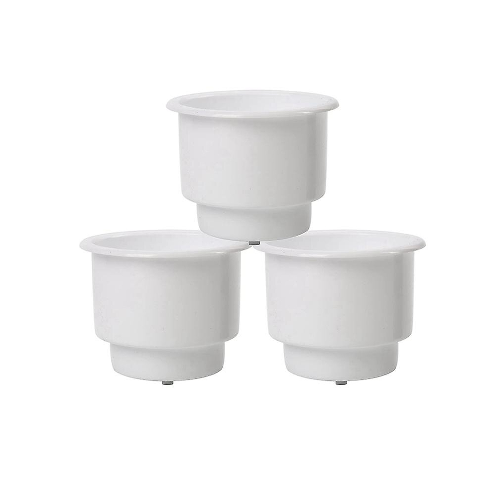 3Pcs Recessed Drop In Plastic Cup Drink Can Holder With Drain For Boat Car Marine Rv (White) White 9317312123220